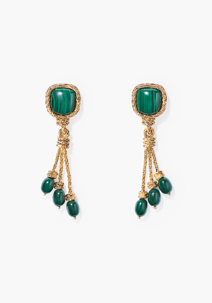 Boucles D'Oreilles Miki Malachite - Aurélie Bidermann