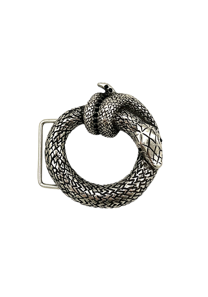 Silver Round Snake Belt Buckle