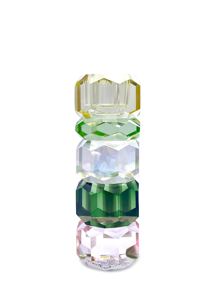 Bougeoir Crystal 5 Etages Facettés Vert Jaune Et Rainbow - Blush Sélection