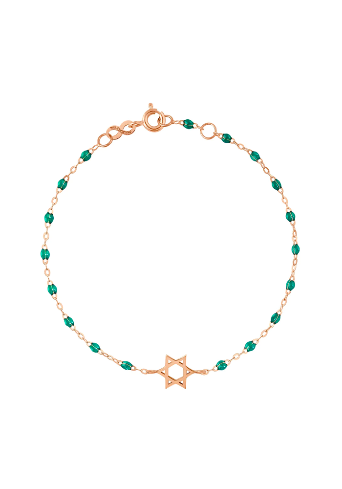Bracelet Étoile De David Or Rose Et Résines Émeraude 17cm - Gigi Clozeau