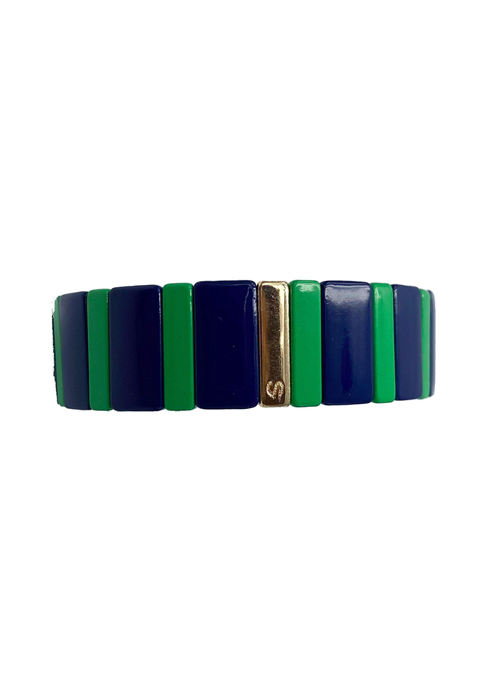 Bracelet "Marine Perles Verticales" Grand Modèle Bleu Et Vert