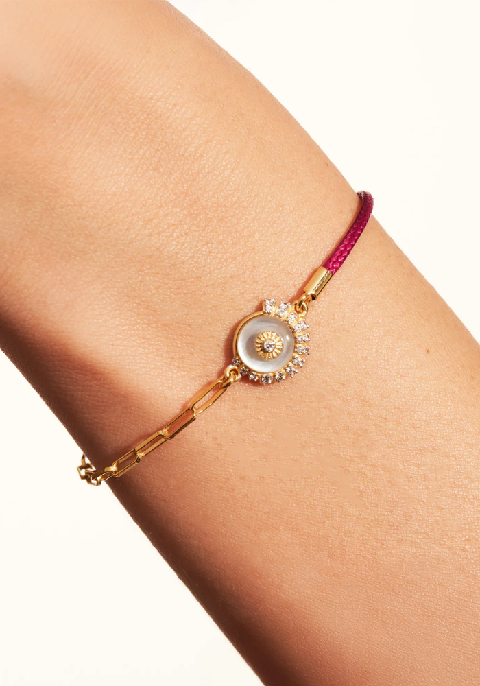 Bracelet Coquillage Cordon Bordeaux Nacre