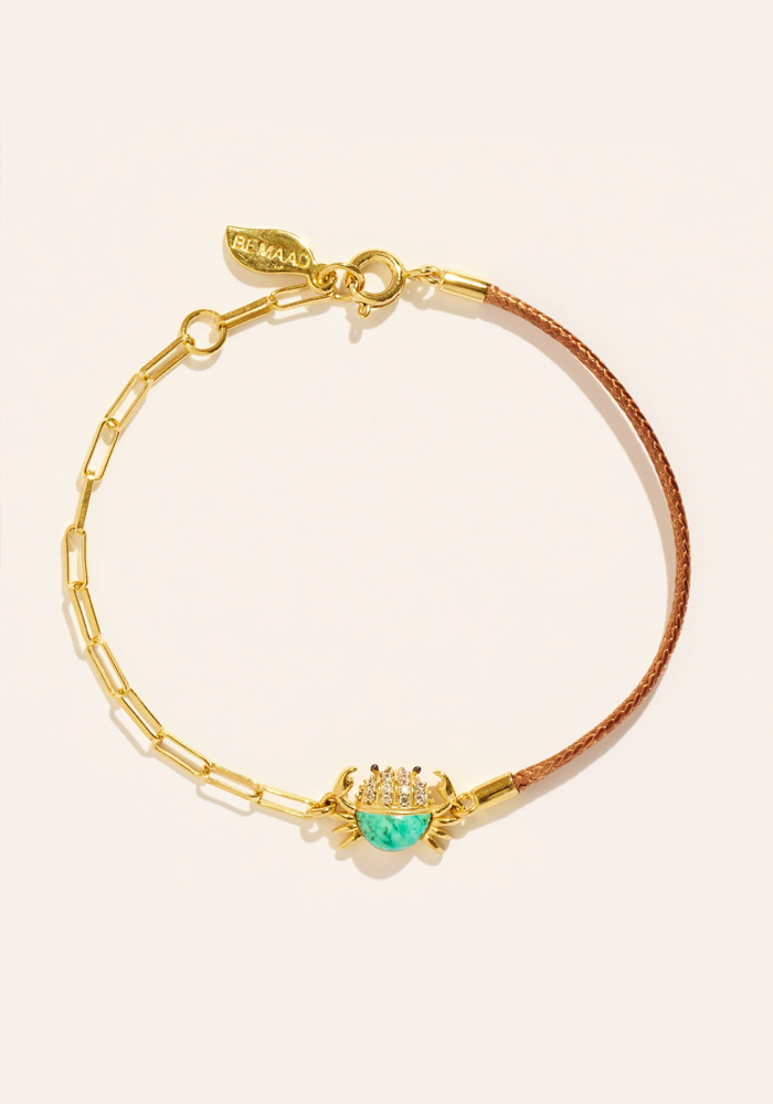 Bracelet Crabe Cordon Beige Turquoise - Be Maad