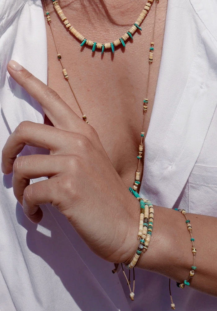 Bracelet Turquoise, Nacre et Hématite