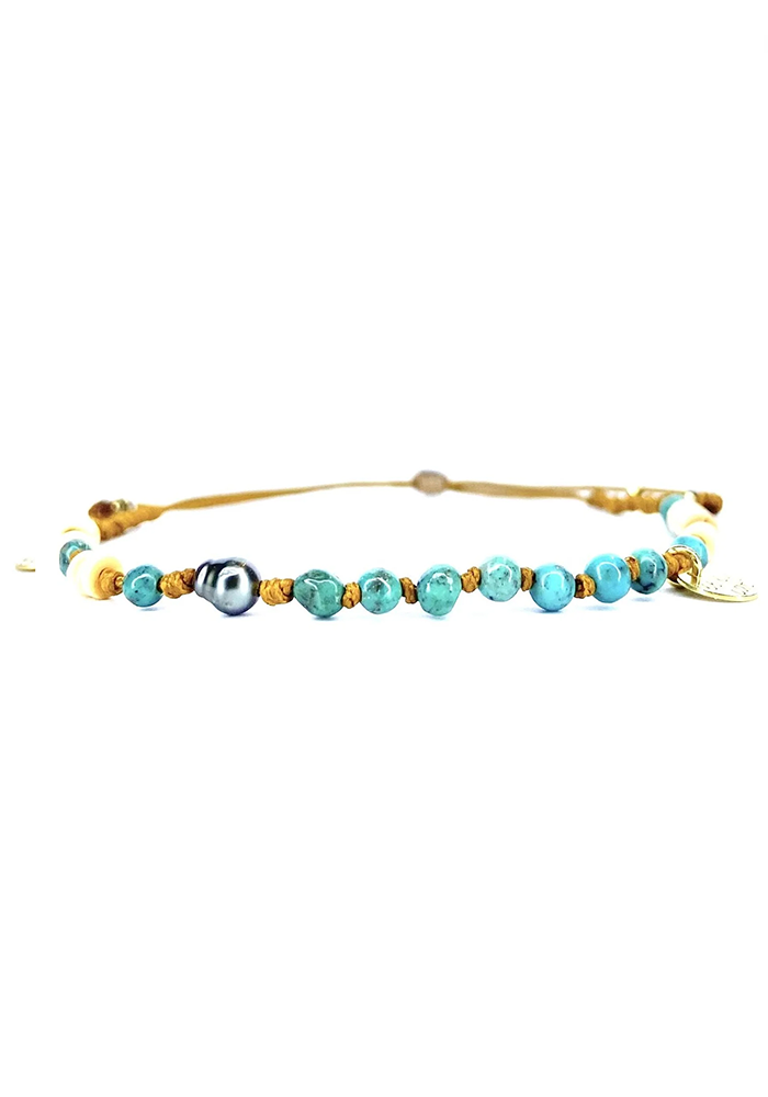 Bracelet Réglable Turquoise Nacre Keshi - Be By Cat 