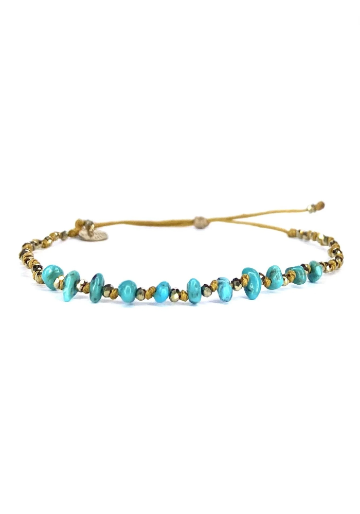 Bracelet Réglable Turquoise Pyrite - Be By Cat 