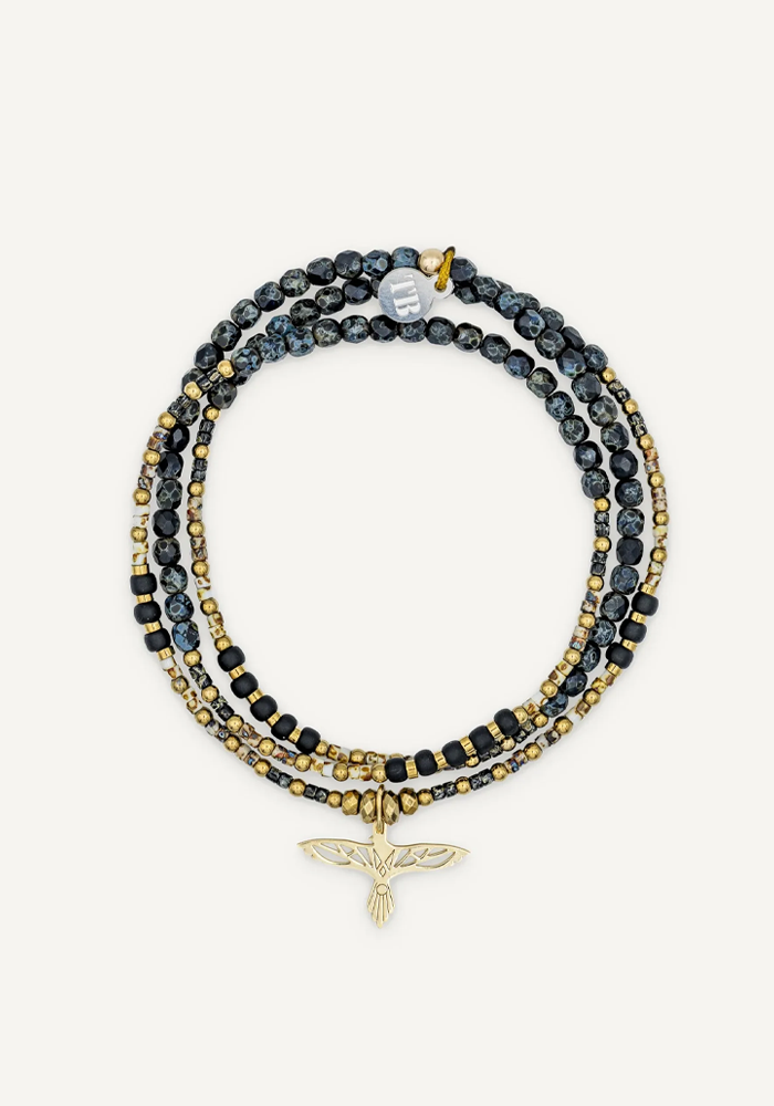 Bracelet 3 Tours Ou Collier Eagles Noir Rock - Têtes Blondes