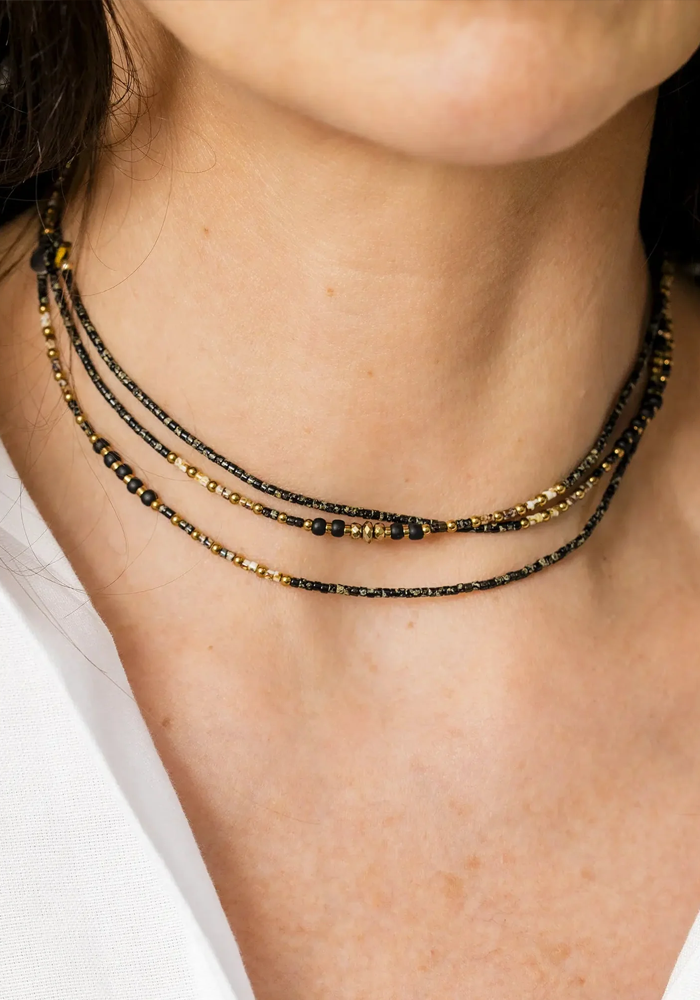 Bracelet 6 Tours Ou Sautoir Eagle Slim Noir Rock - Têtes Blondes