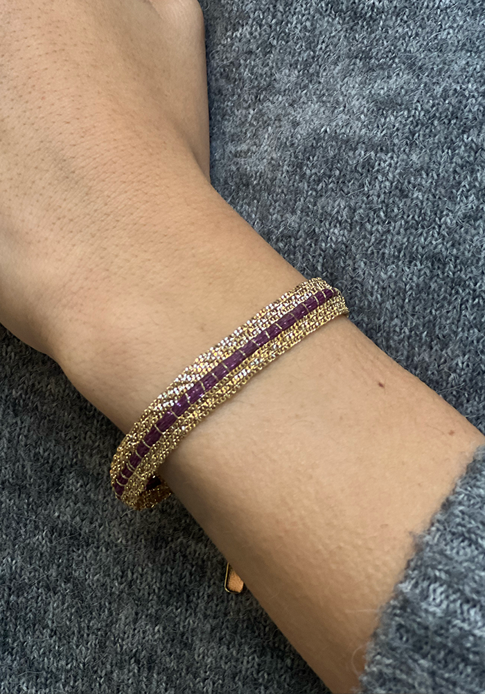Lili Medium Two-Tone Gold And Purple Woven Bracelet