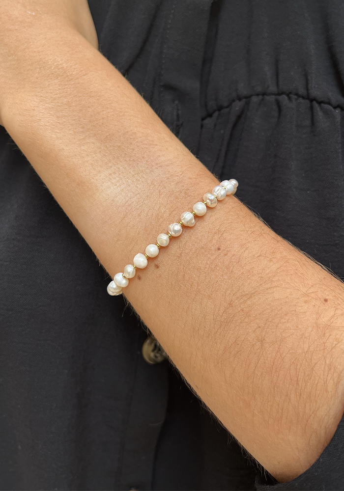Bracelet Multi Perles Blanches - Blush Sélection Bijoux