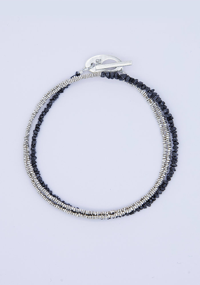 Bracelet Sawar Argent Et Diamants Noirs - Baya Creation Paris