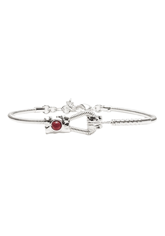 Bracelet Corde De Basse Fixation Horizontale Argent Jaspe Rouge - Sing A Song