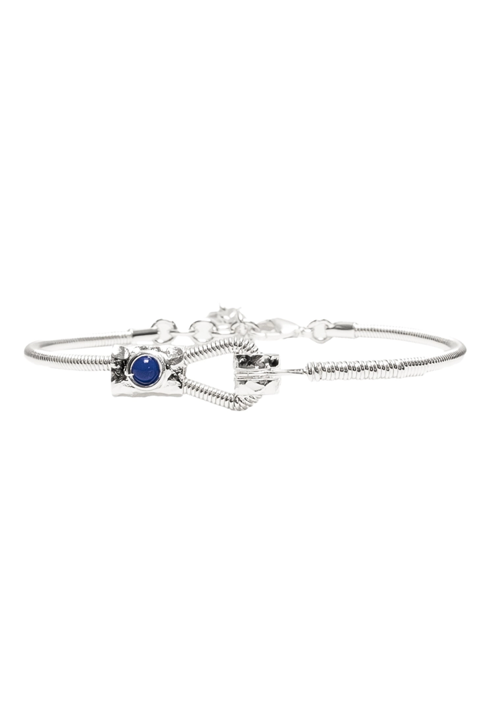 Bracelet Corde De Basse Fixation Horizontale Argent Lapis - Sing A Song