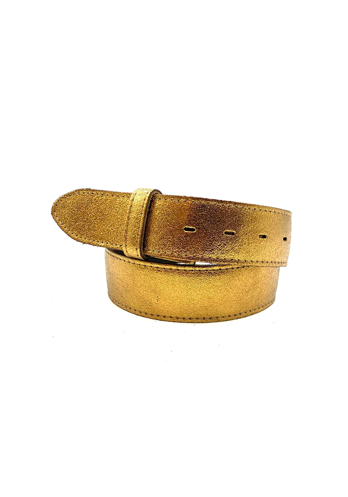 Ceinture Cuir Doré Métallisé Boucle Interchangeable