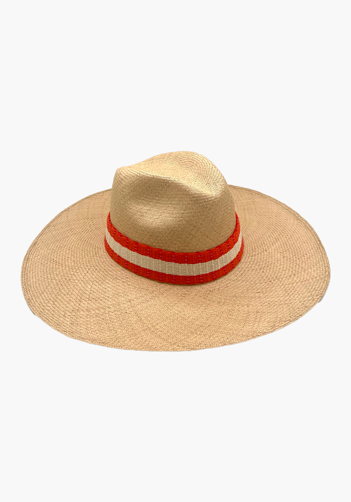 Chapeau Bords XXL Bandes Orange - Guanabana