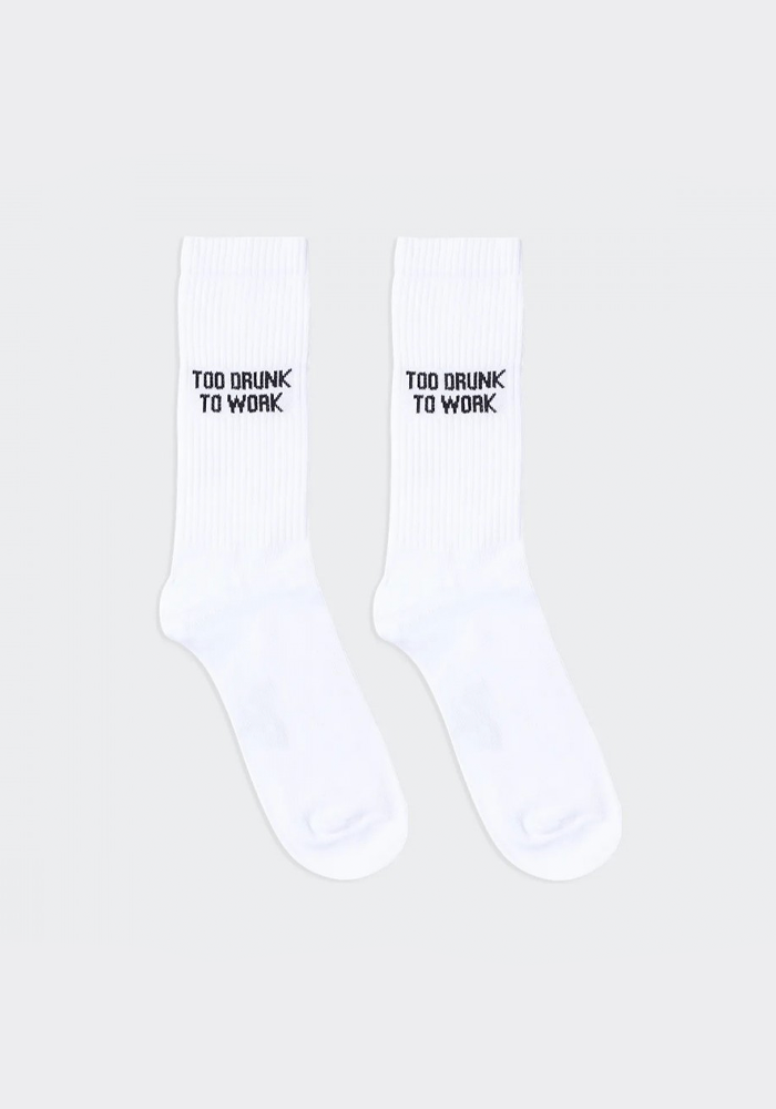 Chaussettes Homme Too Drunk To Work Blanc - Félicie Aussi