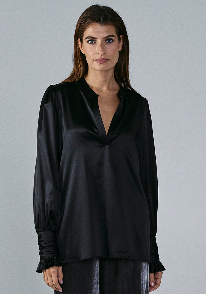 Blouse Lara Soie Noir - DMN Paris