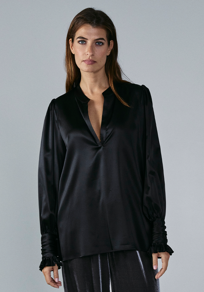 Blouse Lara Soie Noir - DMN Paris