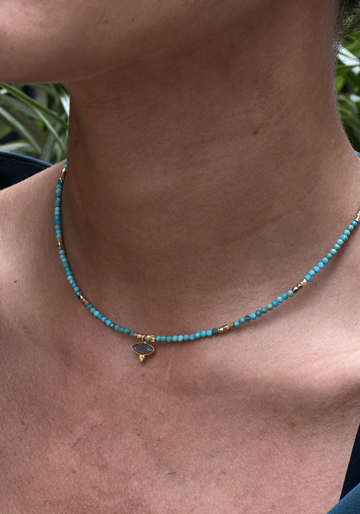 Turquoise And Labradorite Eye Choker Necklace