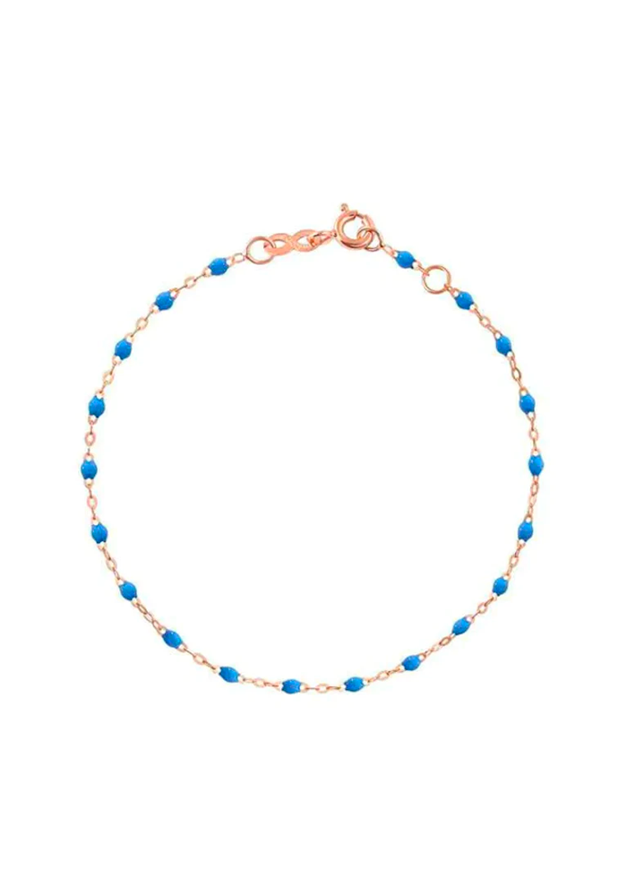 Bracelet Classique Gigi Or Rose Et Résines Bleu Fluo 17cm