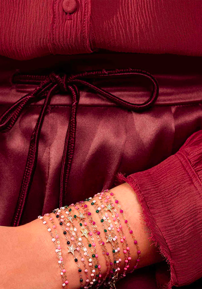Bracelet Classique Gigi Étoile Or Rose Diamant Et Résines Blanches 17cm - Gigi Clozeau