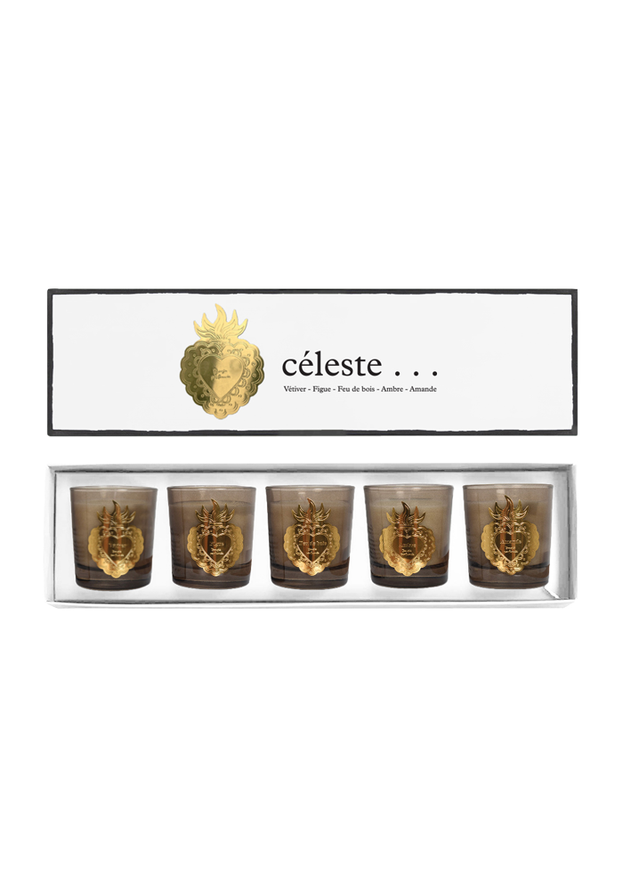 Coffret 5 Bougies Céleste Verre Fumé - Blush Sélection Décoration