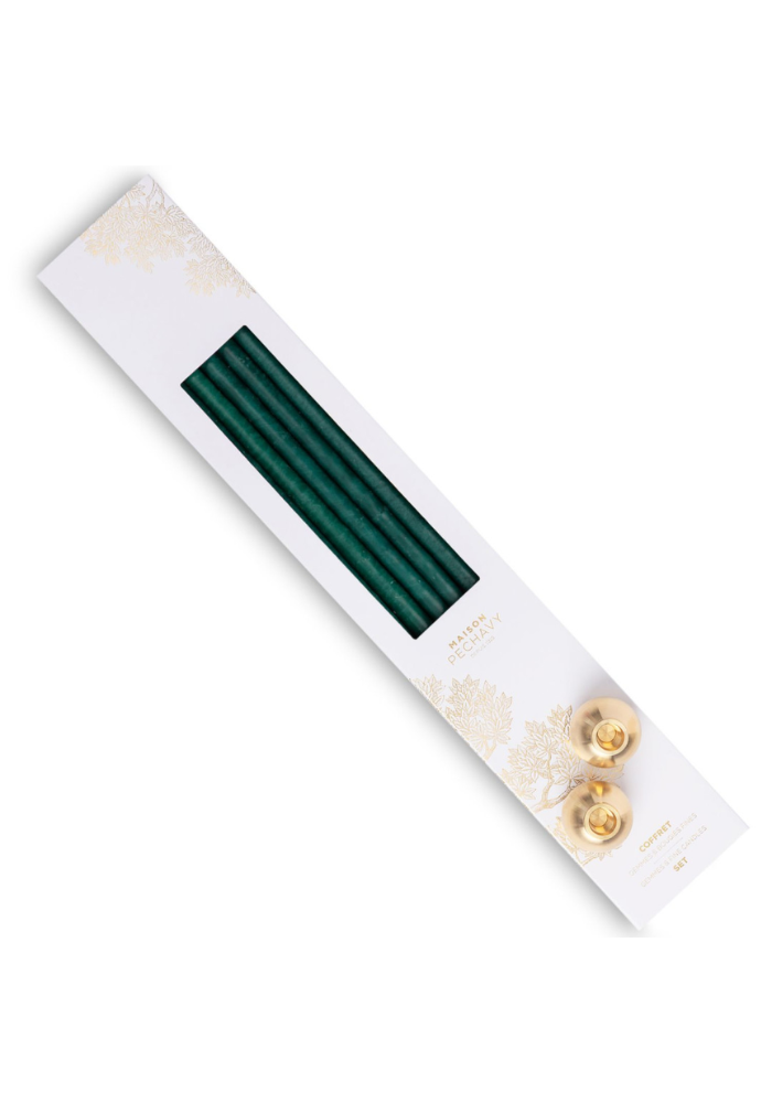 Coffret Malachite Cierges Et Bougeoirs Gemmes - Maison Pechavy