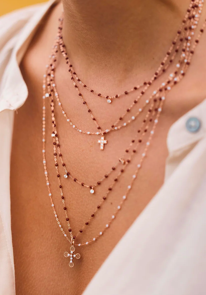 Collier Classique Gigi Or Rose Et Résine Moka 42 cm - Gigi Clozeau