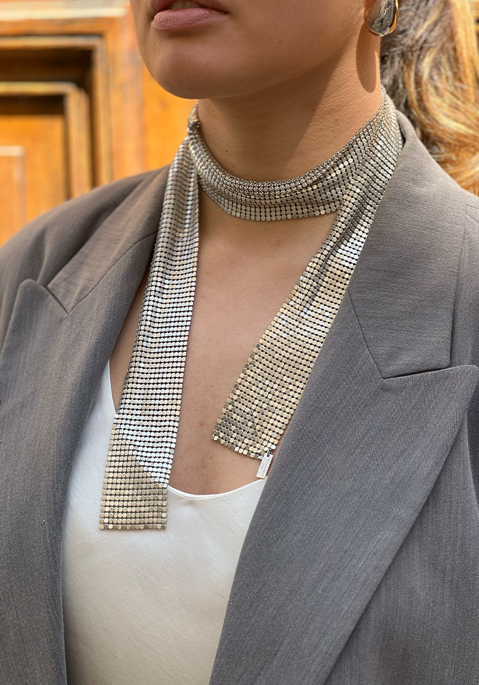 Collier Montalivet Écharpe X Blush Argenté - Perrine Taverniti