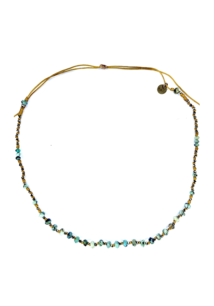 Ras de cou Turquoise Pyrite - Be By Cat 