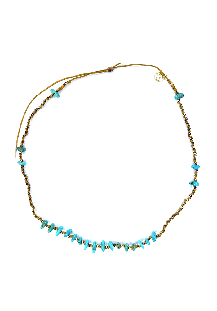 Ras de cou Turquoise Pyrite - Be By Cat