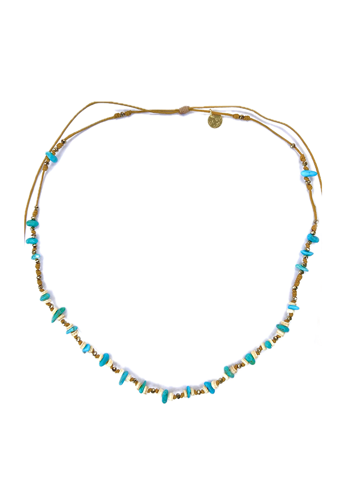 Ras de cou Turquoise Coquillage Pyrite - Be By Cat 