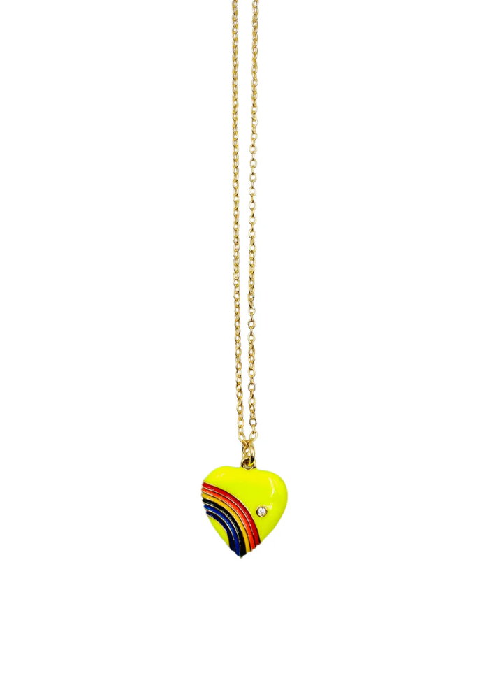 Collier Heart Love Jaune Fluo - Tara Jwls