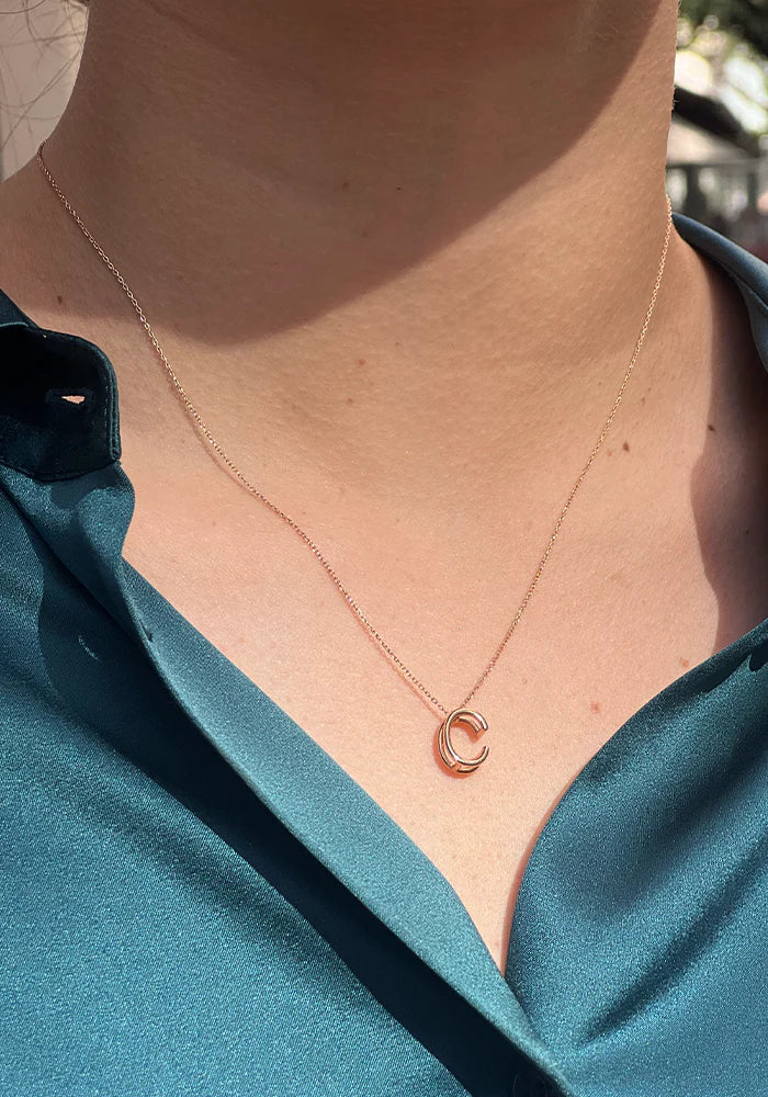 Collier Lettre C Or Rose 14K - Kismet By Milka