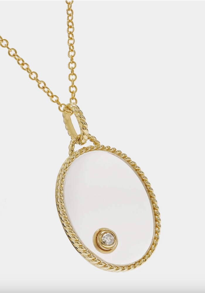 Collier Médaillon Oval Crystal Or Jaune - Yvonne Léon