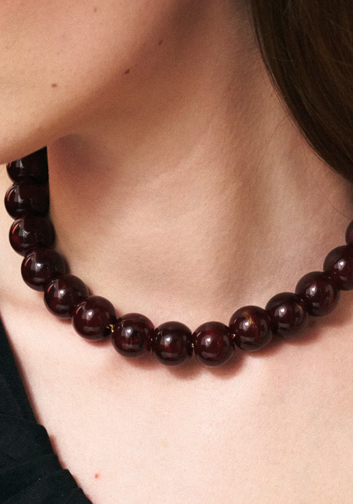 Collier Small Beads Bordeaux Marble - Vanessa Baroni