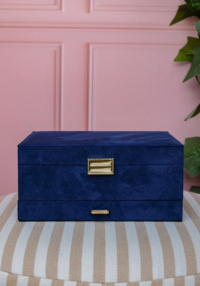 Boîte À Bijoux Denise En Velours Bleu Marine - Sélectionné par Blush