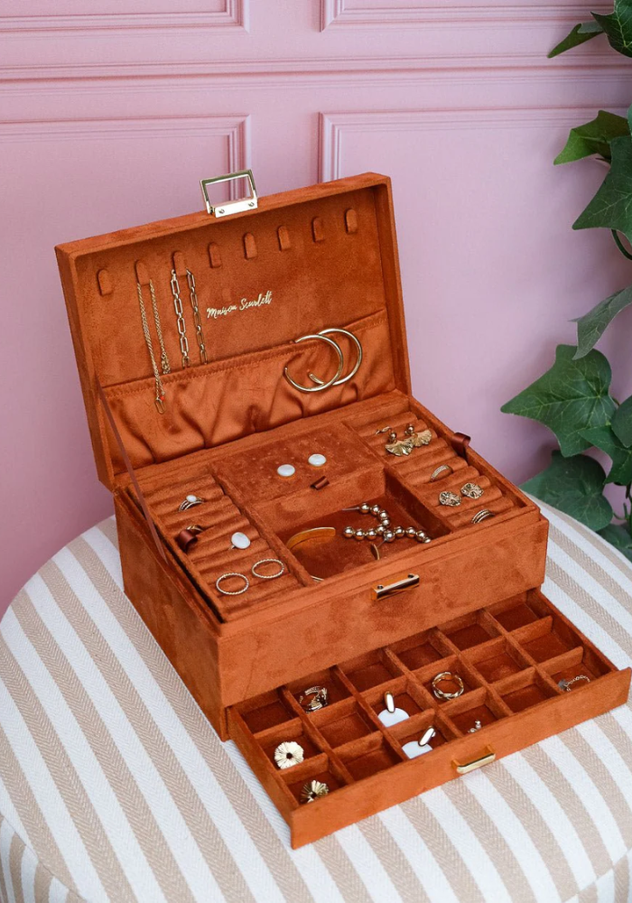 Boîte À Bijoux Denise En Velours Camel - Sélectionné par Blush