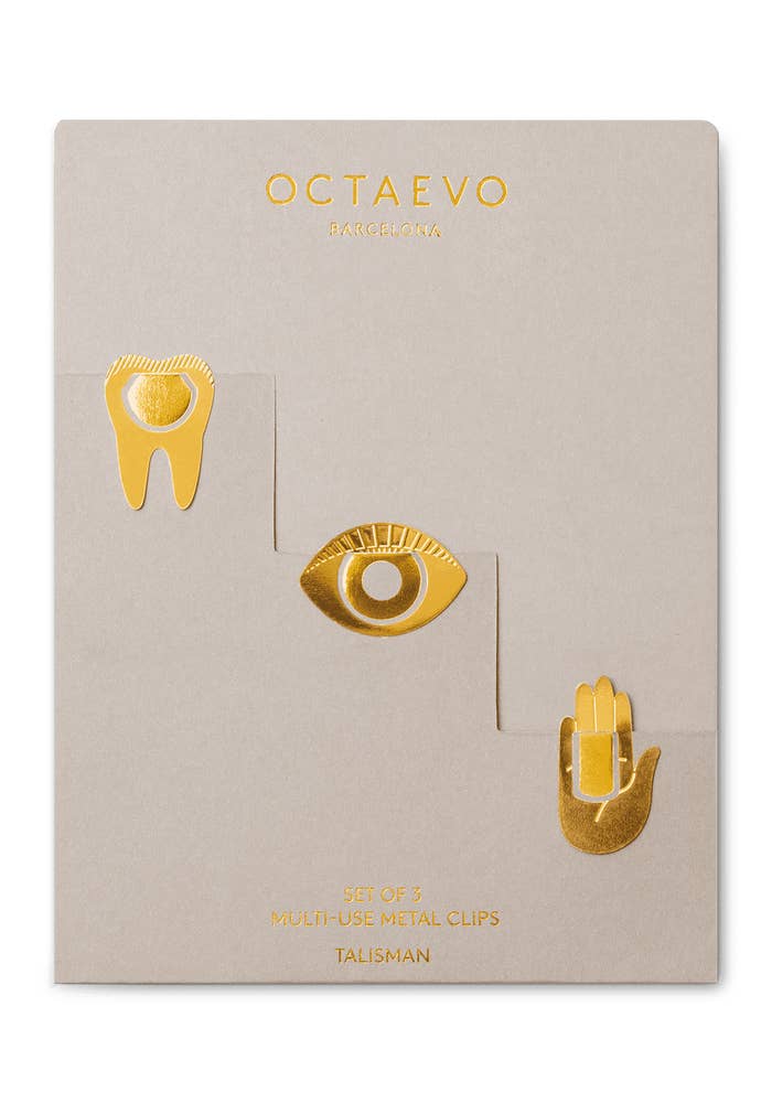 Lot de 3 Marque-Pages Talisman en Laiton Doré - Octaevo