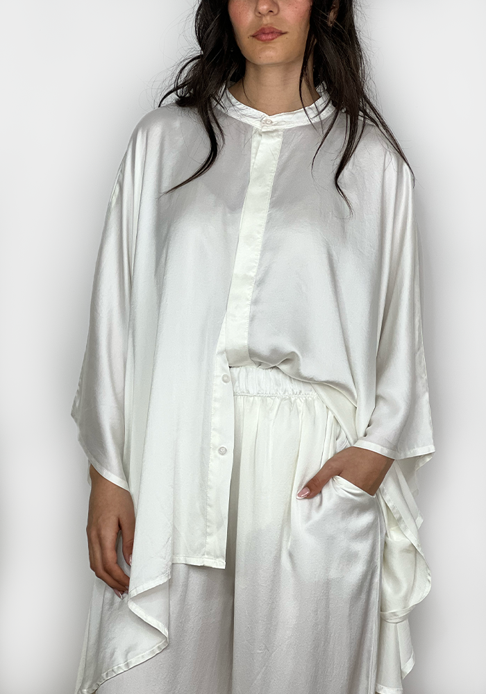 Chemise Mao Style Poncho Écru - Join Clothes