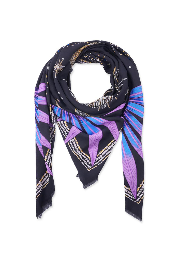 Foulard Comete Noir Grand Modèle - Wild Paris