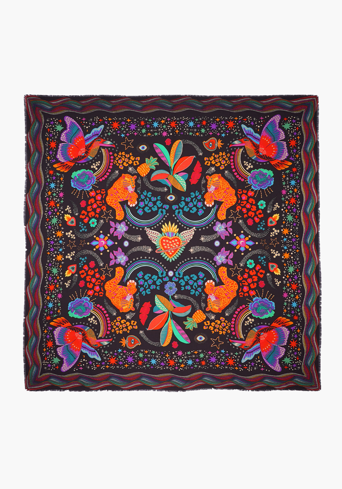 Foulard Crazy World Noir - Wild Paris