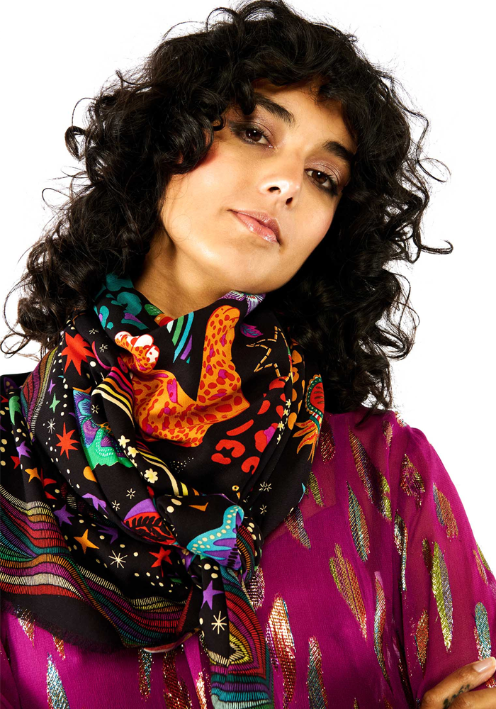 Foulard Crazy World Noir - Wild Paris
