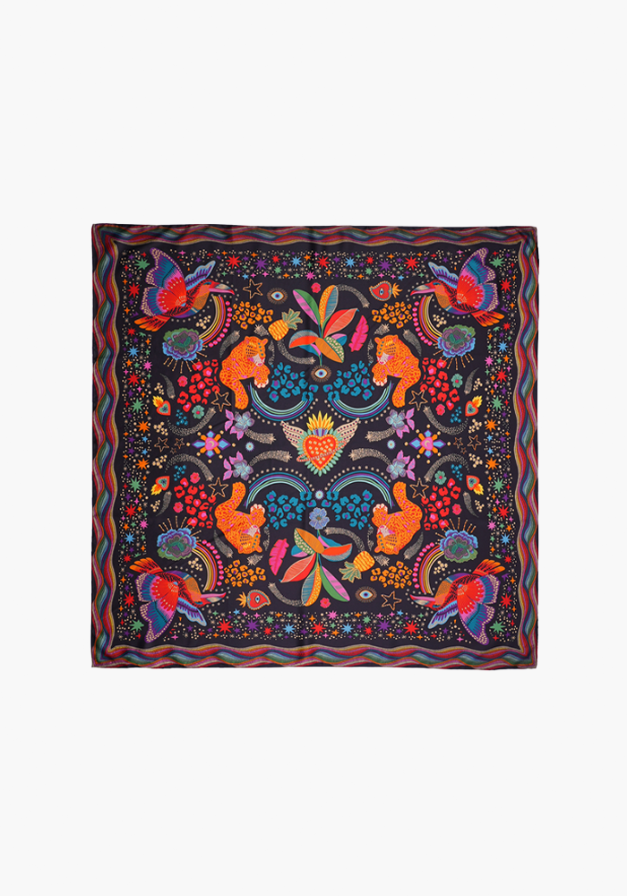 Foulard Crazy World Noir Medium - Wild Paris
