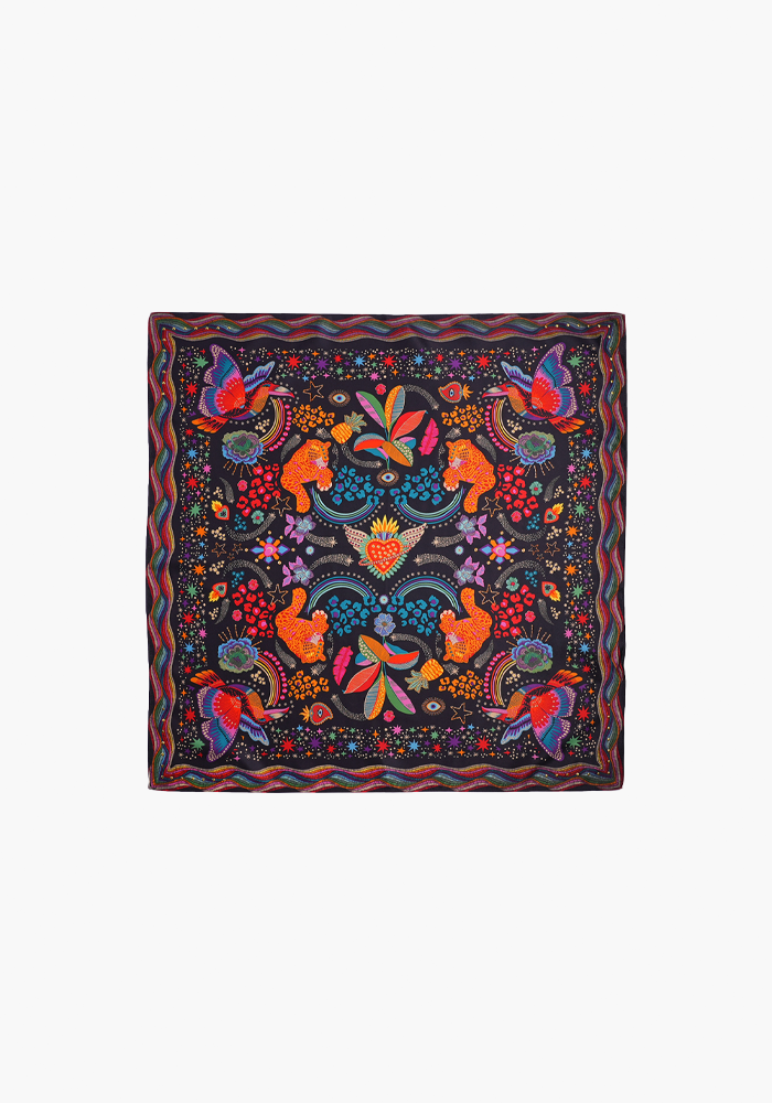 Foulard Crazy World Noir Mini - Wild Paris