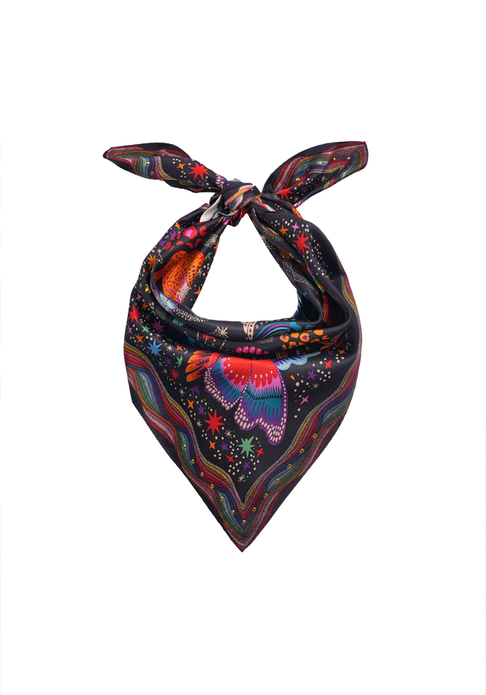 Foulard Crazy World Noir Mini - Wild Paris