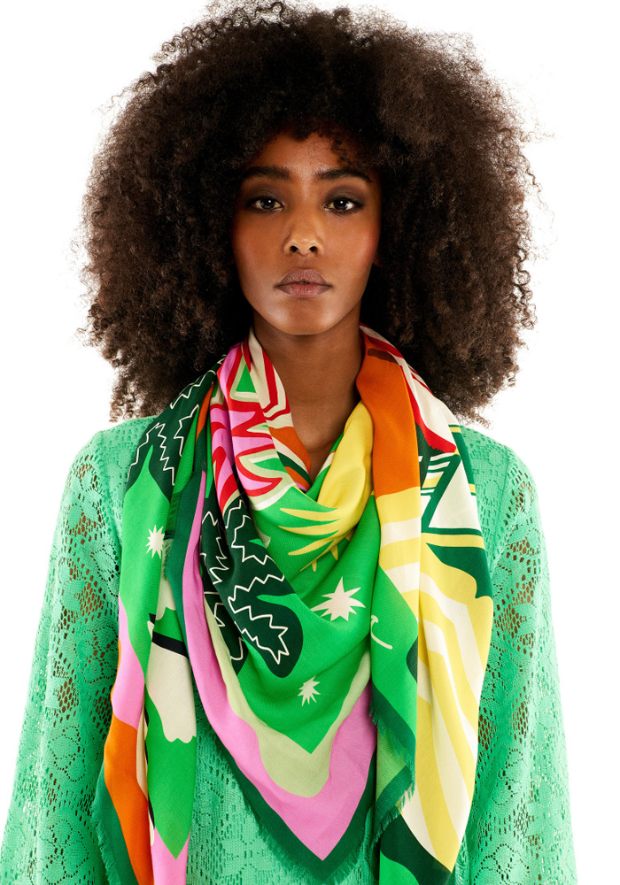 Foulard Chachacha Vert Grand Modèle - Wild Paris