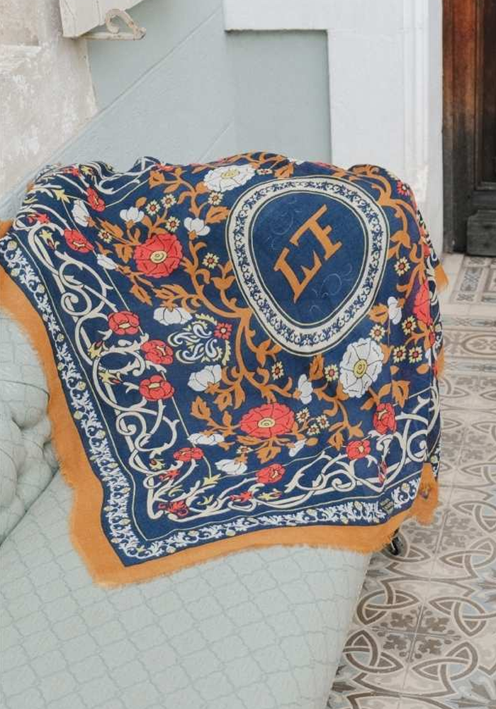 Foulard Marie Antoinette Ls Navy - Maison Lecomte Flamant