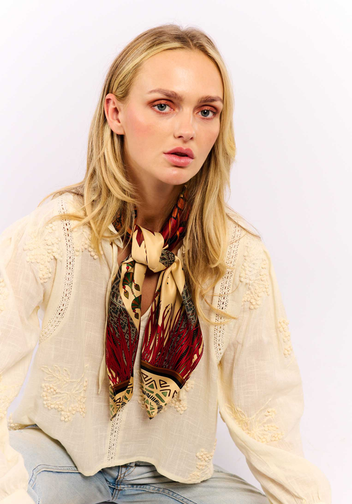 Foulard Nouveau Western Beige Medium - Wild Paris