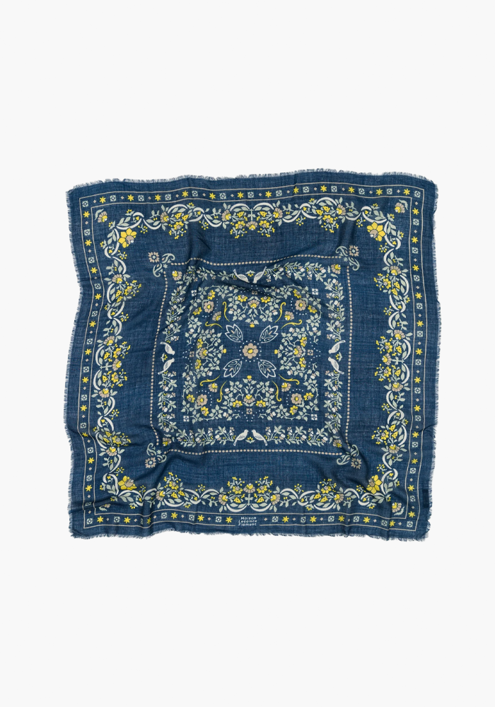 Foulard Secret Garden Ls Navy - Maison Lecomte Flamant